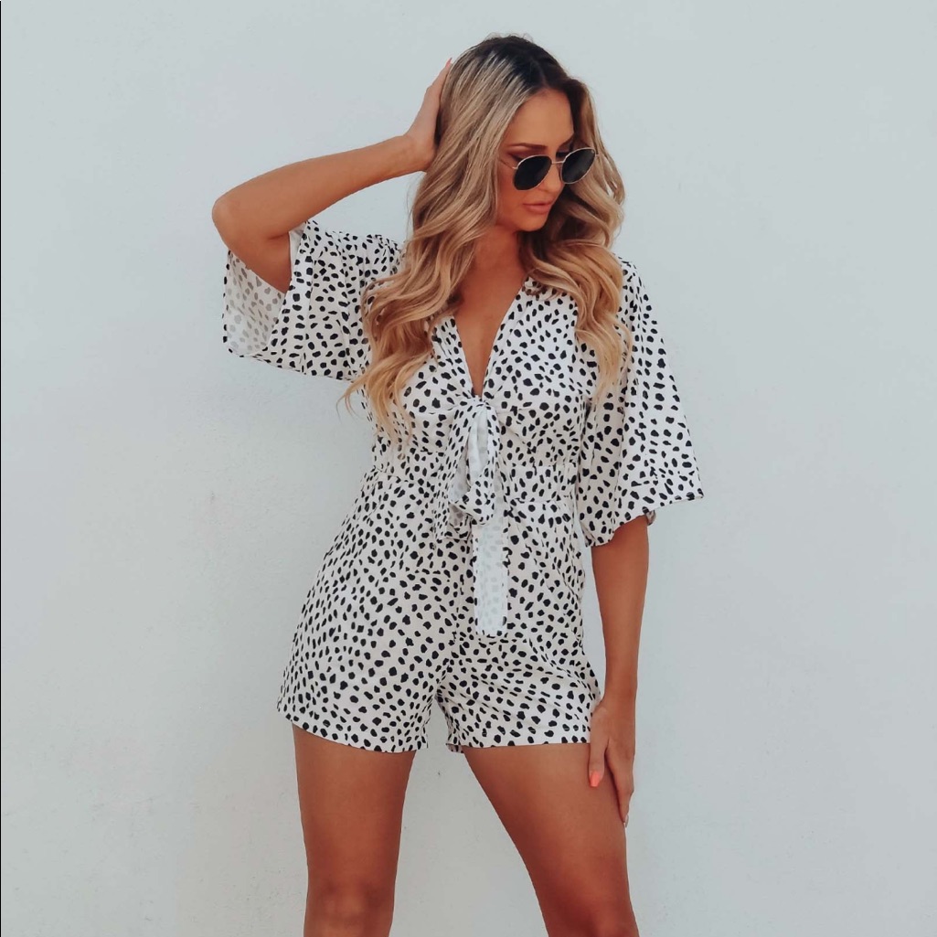 Summer Magic Romper:White/Black